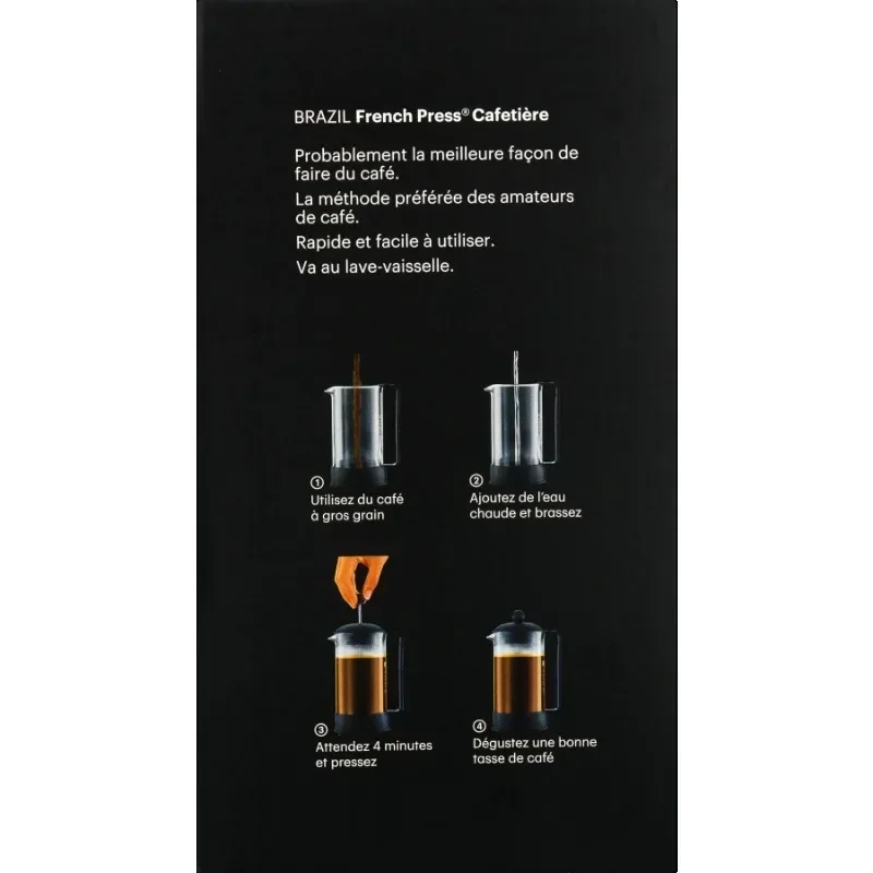 مكبس فرنسي أسود، 51 أونصة، زجاج بوروسيليكات، خفيف الوزن ومحمول، مصنوع من بلاستيك خالي من مادة BPA. سهلة الاستخدام والتنظيف.