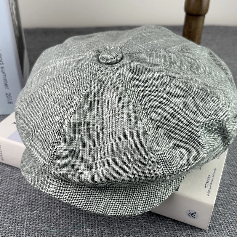 Summer Newsboy Caps Flax Breathable Gatsby Cap Fashion Beret British Men Women Flat Hat