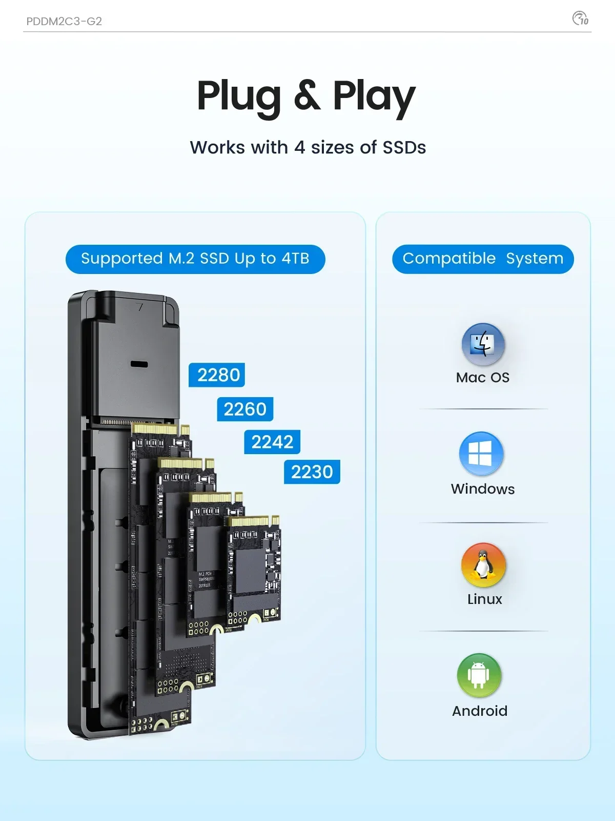 ORICO Ssd Nvme M2 กรณี 10Gbps USB3.2 Gen2 ภายนอก Hd NGFF Ssd Sata SSD Disk เครื่องมือฟรี Pc กรณีโลหะในตัวความร้อนสําหรับ Pc