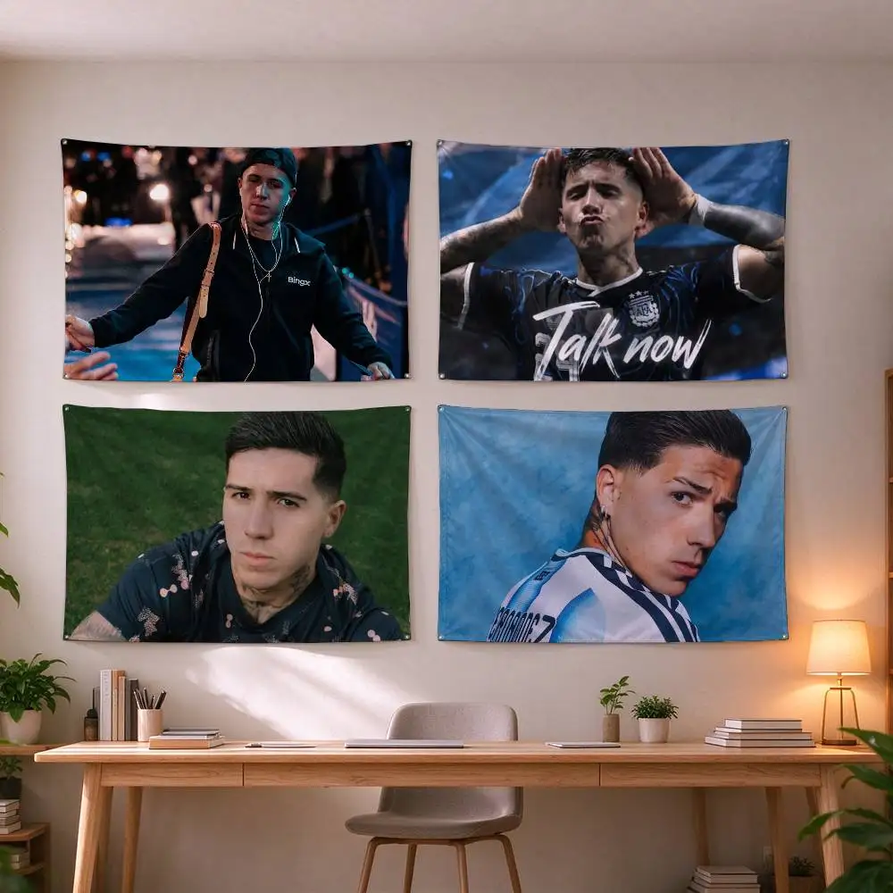 Football Star Enzo Fernandez  Flags Wall Hanging Tapestry Outdoor Garage Room Decorative flag Background Blanket