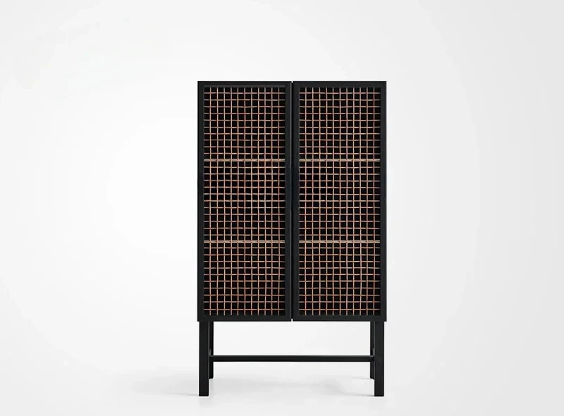 

L Side cabinet floor-to-ceiling cowhide rattan living room home storage bedroom storage cabinet