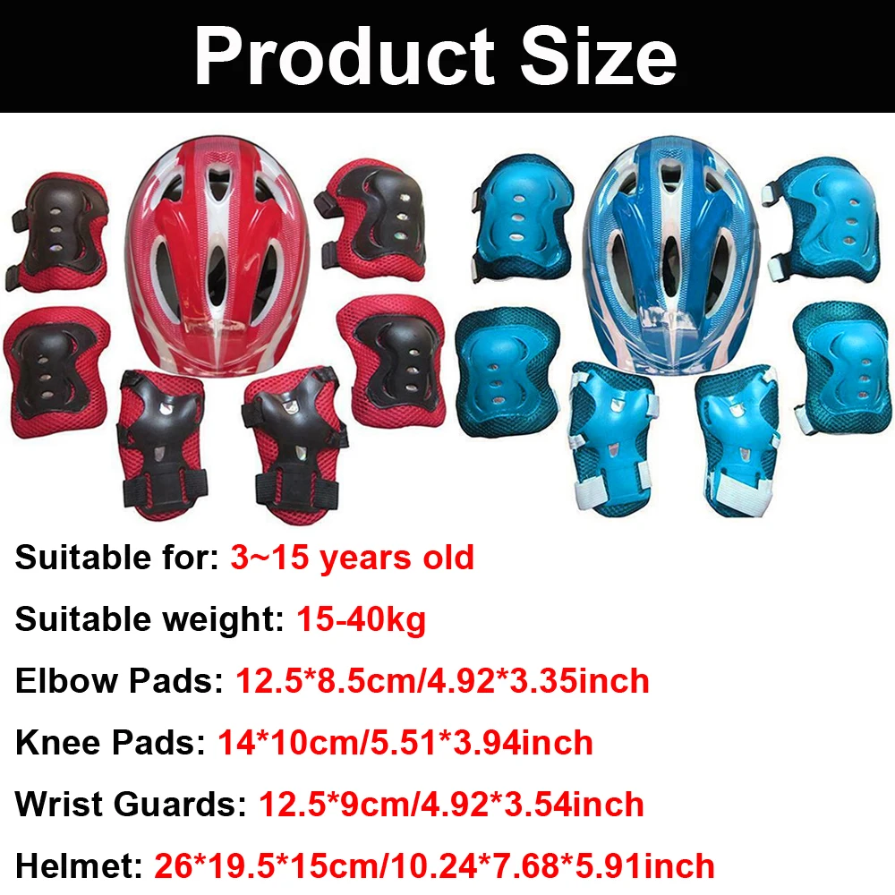 7Pcs Roller Skating Kids Boy Girl Safety Helmet Knee Elbow Pad Sets Cycling Skate Bicycle Scooter Helmet Protection Safety Guard