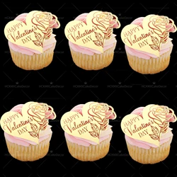 10pcs Golden Acrylic Rose Letters Valentine's Day CakeToppers for alentine's Day Wedding Party Cupcake Decoration Supplies