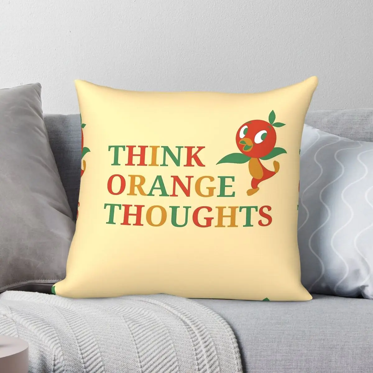 Think Orange Bird Thoughts Square Pillowcase Polyester Linen Velvet Creative Zip Decor Pillow Case Home Cushion Cover 18
