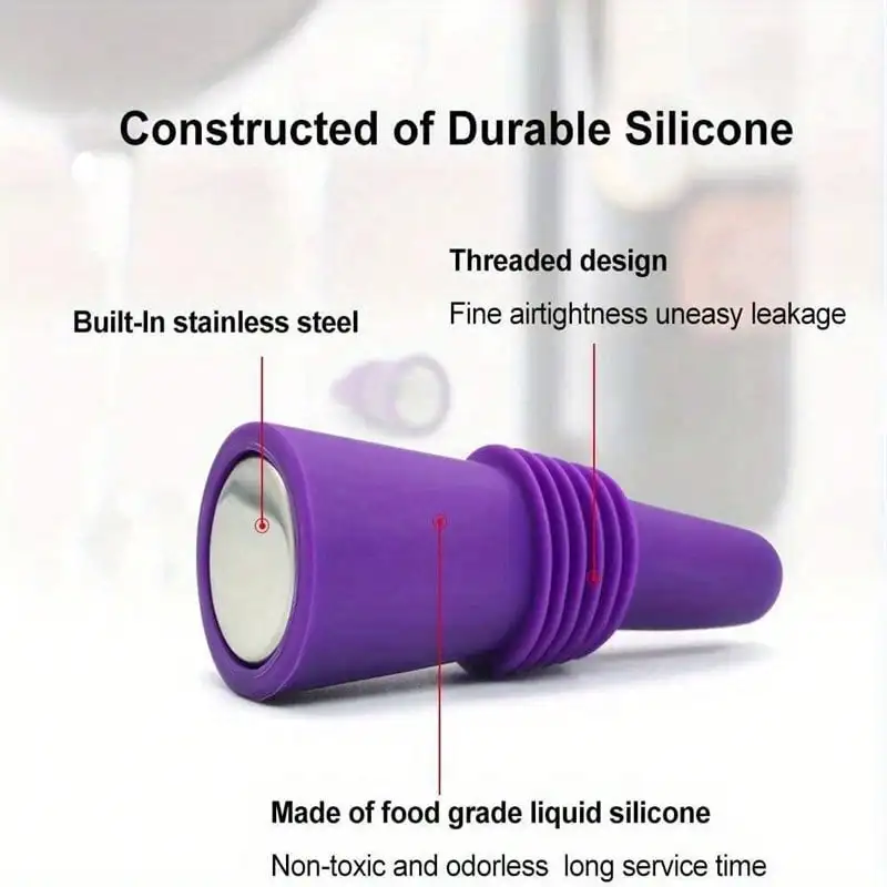 1pc Random Color Wine Stoppers Silicone Beverage Bottle Sealer Soft Tapered Wine Bottle Plug Leakproof Champagne Fresh Keeping Corks Kitchen Bar Tools