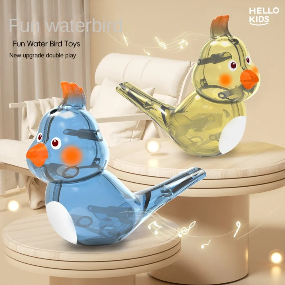 Bird Shaped Water Whistle Toy, Instrumento Musical com cordão, Transparente, Educacional