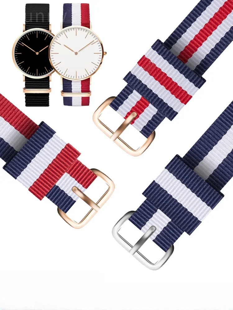 For DW Nylon Daniel Wellington Montage Color Canvas Watch Bracelet Men Women Pure Black Blue White Red with Tool Wrist