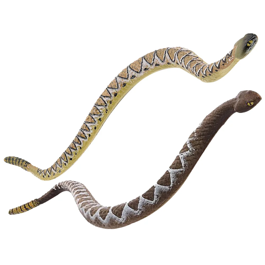2 Pcs Simulation Snake Model Sculpture Realistic Figures Decor Animal Figurine Toy Children’s Toys Statue