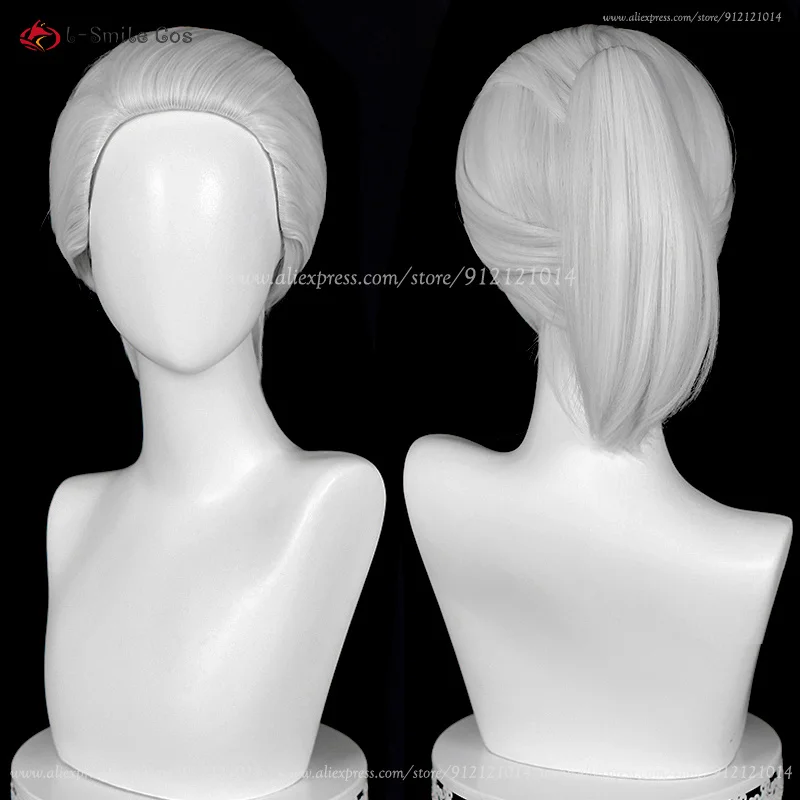 Anime Uzui Tengen Cosplay Wig, branco prateado, resistente ao calor, cabelo sintético, perucas de festa, alta qualidade, 35cm, 40cm