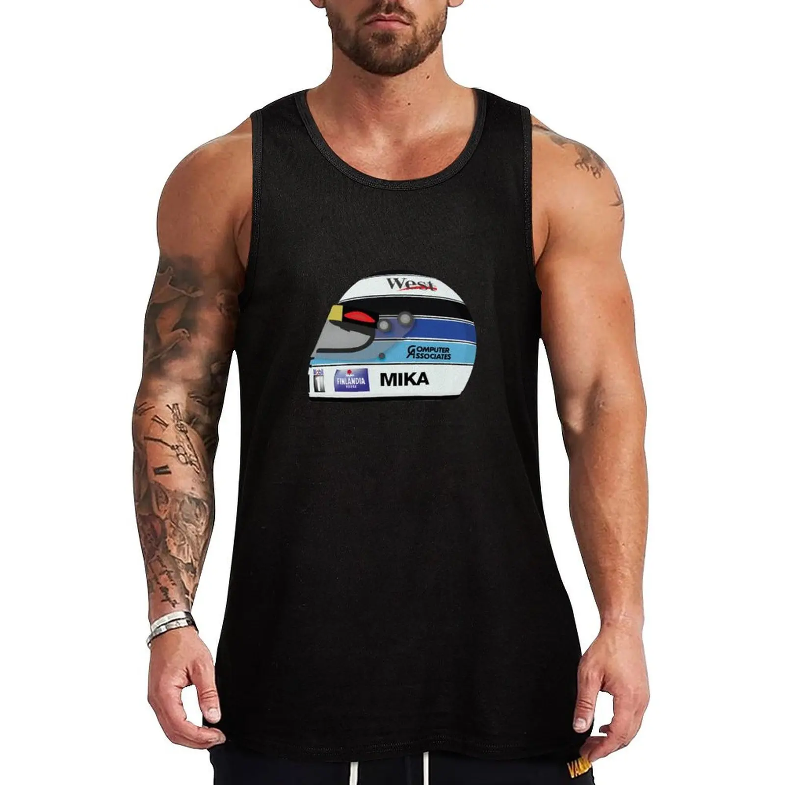 

Mika Hakkinen Tank Top gym accessories men Men's summer vest gym wear men sleeveless