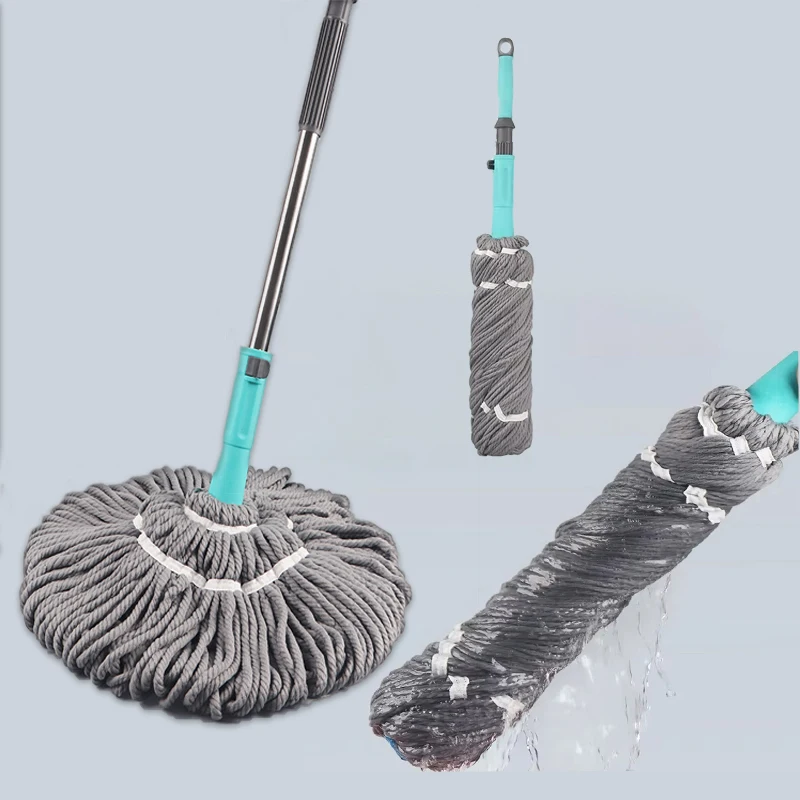 Fregona de agua de torsión automática manos libres, fregona que ahorra trabajo, fregona larga de microfibra para limpieza en seco y húmedo para una limpieza profunda de varios pisos