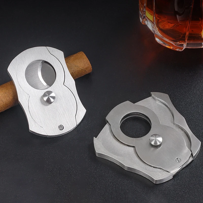 

New Cigar Cutter Knife Puncher Scissors Stainless Steel Cigar Knife Double Blades Cigar Cutter Guillotine Cutting Tool