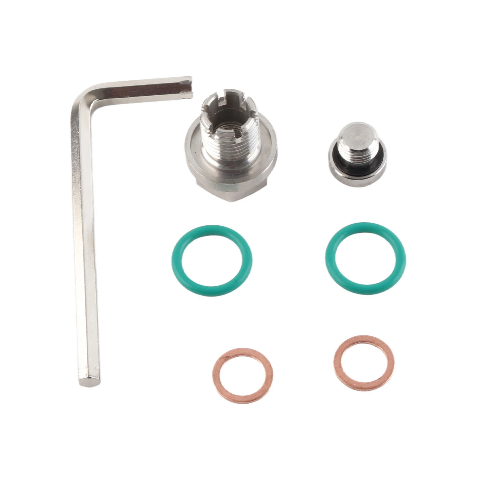 피기백 드레인 플러그 스테인레스 스틸 셀프 태핑 오일 팬 스레드 수리 키트(육각 렌치 O 링 가스켓 M14.1-1.5x15mm 포함)