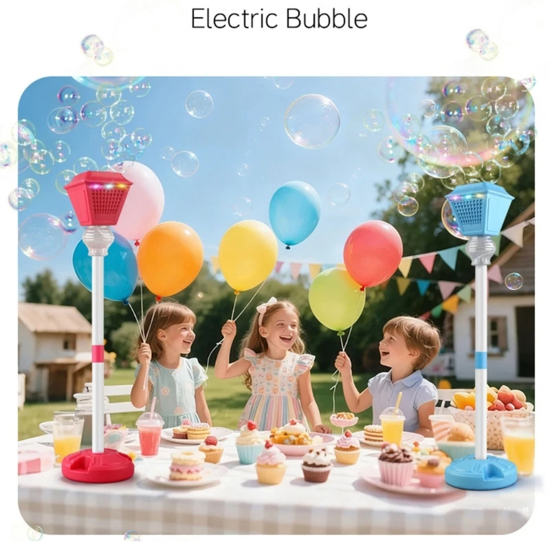 

Popular Street Lamp Electric Bubble Blower Toy With LED Light Sound Effects Perfect For Kids School Event Decors A2UB