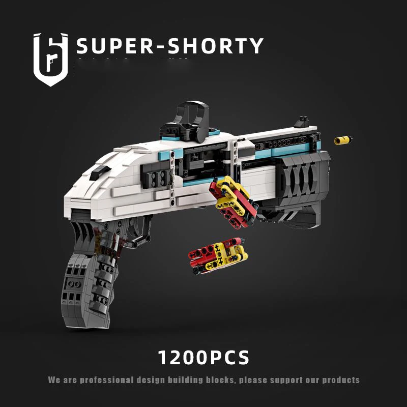 1200PCS Technical MOC Shell Eject Short Barrel Shotgun Building Blocks Assembly Brick Shooting Gun Model Toy Gift For Adult