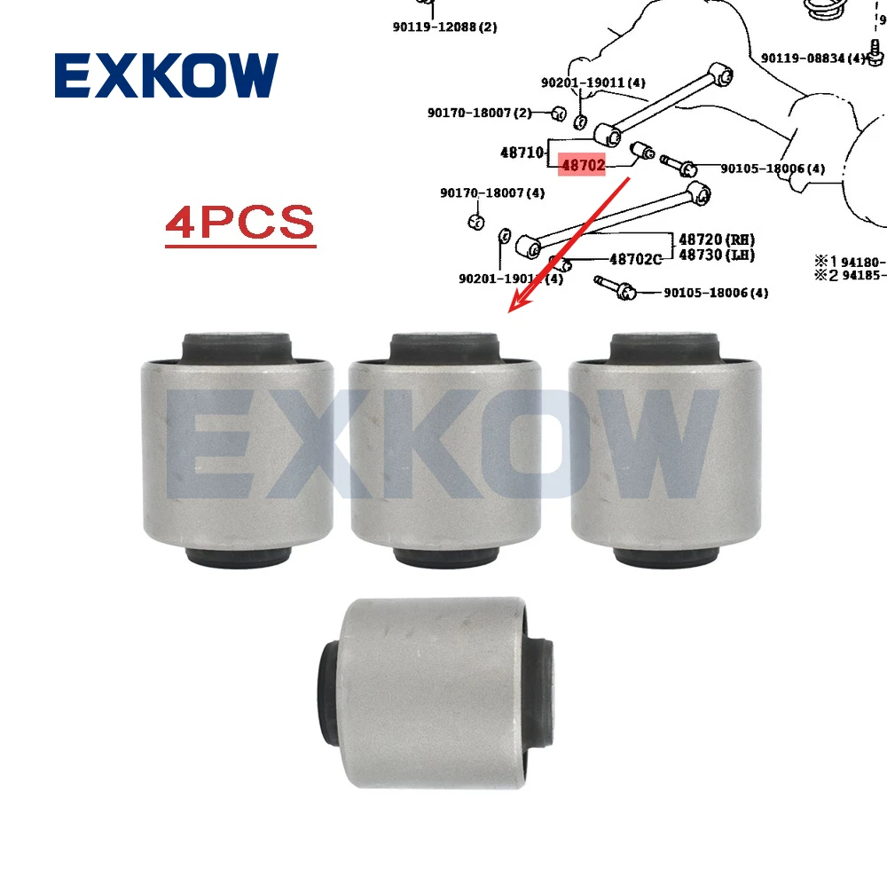 

4PCS Upper Control Arm Bush Sub-Assy fit for Toyota Land Cruiser 1990-2006 FJ80 HDJ80 HZJ80 HDJ100 48702-60031 48702-60030
