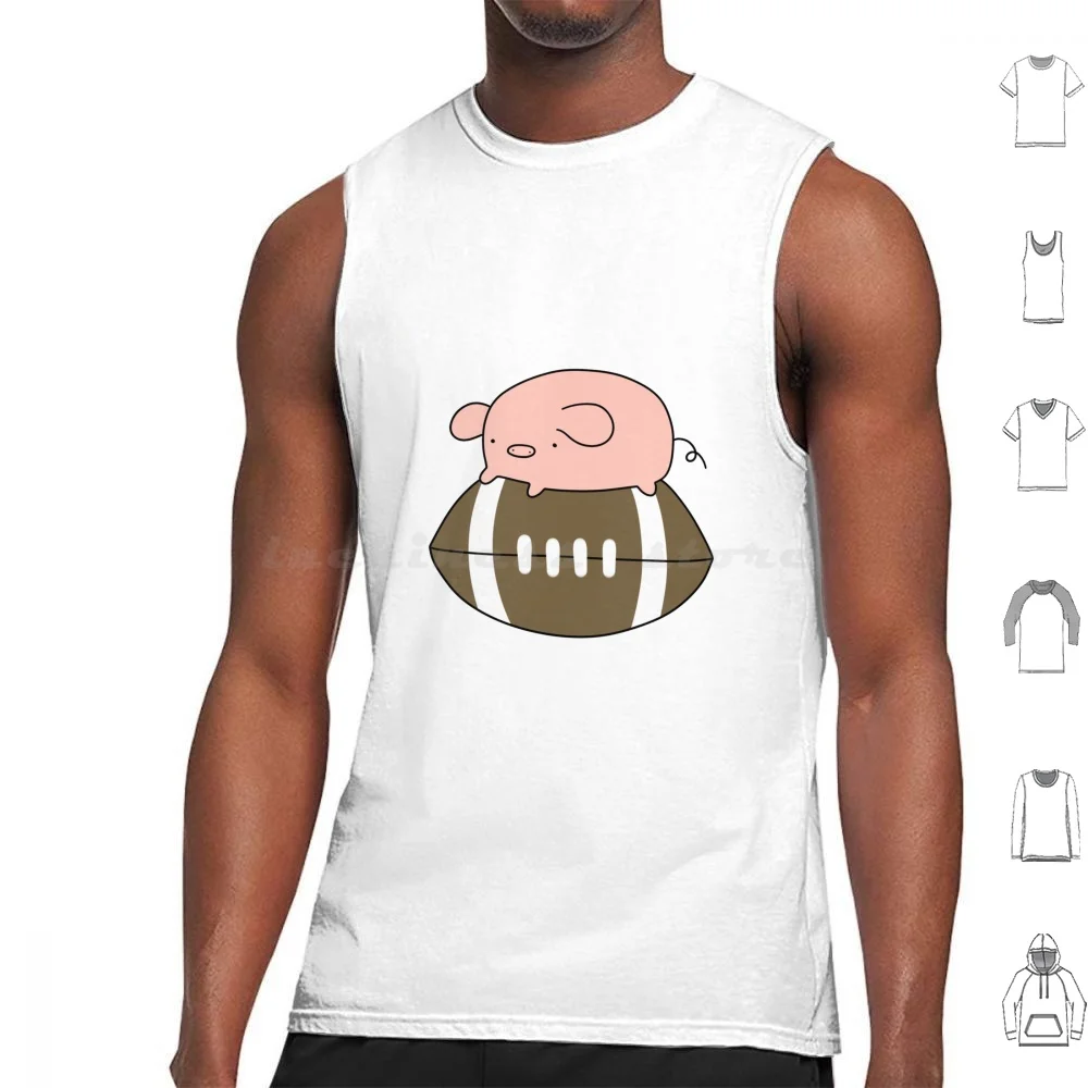 Little Pig And Football Tank Tops Vest Sleeveless Pig Pigs Piggy Piggies Animal Animals Football Footballs Sport Sports Sporty