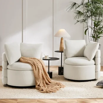 Image Swivel Accent Chair Living Room Barrel Armchair with Storage Modern Style for Bedroom Reading Waiting Small Space