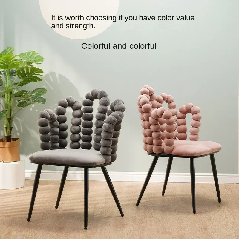 

New Dining Chair Velvet Soft Reception Backrest Anti Bedroom Make Up Arm Package Eating Table Bar Soft Package Leisure Chair