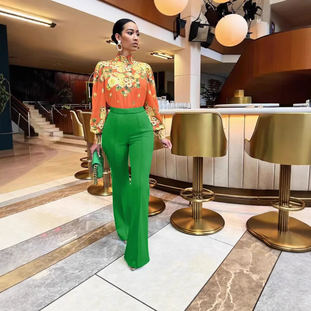 XIZOU Women's Slim Bell-Bottoms Trousers Trendy Spring Autumn Pants Office Lady Solid Color Flared Trousers New 2025