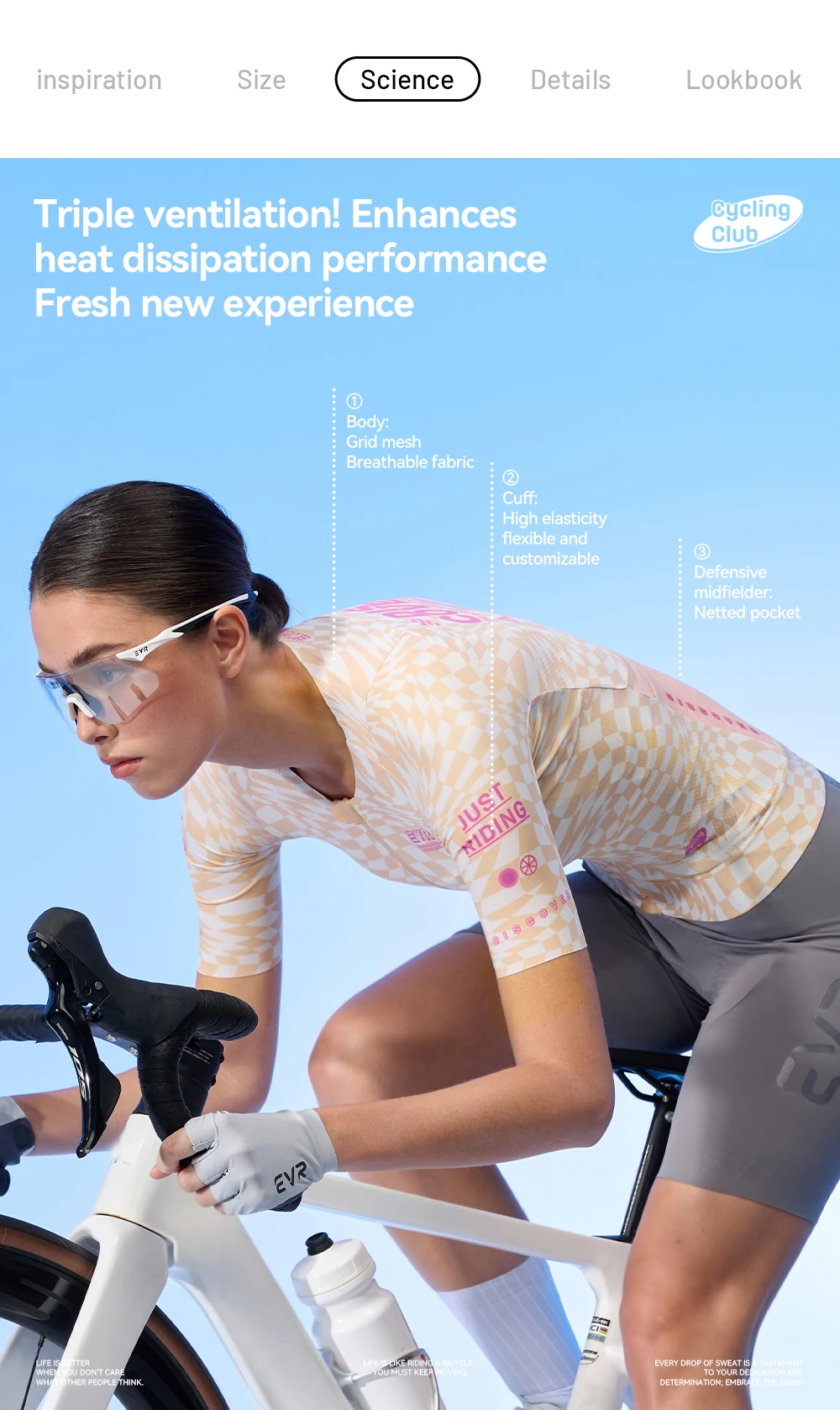 EVR Pro Sommer-Radtrikot für Damen, leichte Fahrradbekleidung, MTB-Trikot mit Taschen, schnell trocknendes Fahrrad-Shirt – Detail 7