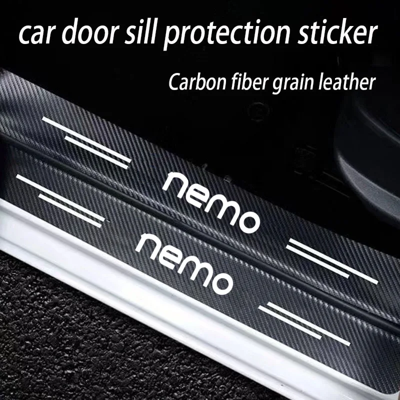 Auto Door Sill Carbon Fiber Car Sticker Protector Strip Waterproof Protect Film For Citroen NEMO Accessories Sill Plate Protec