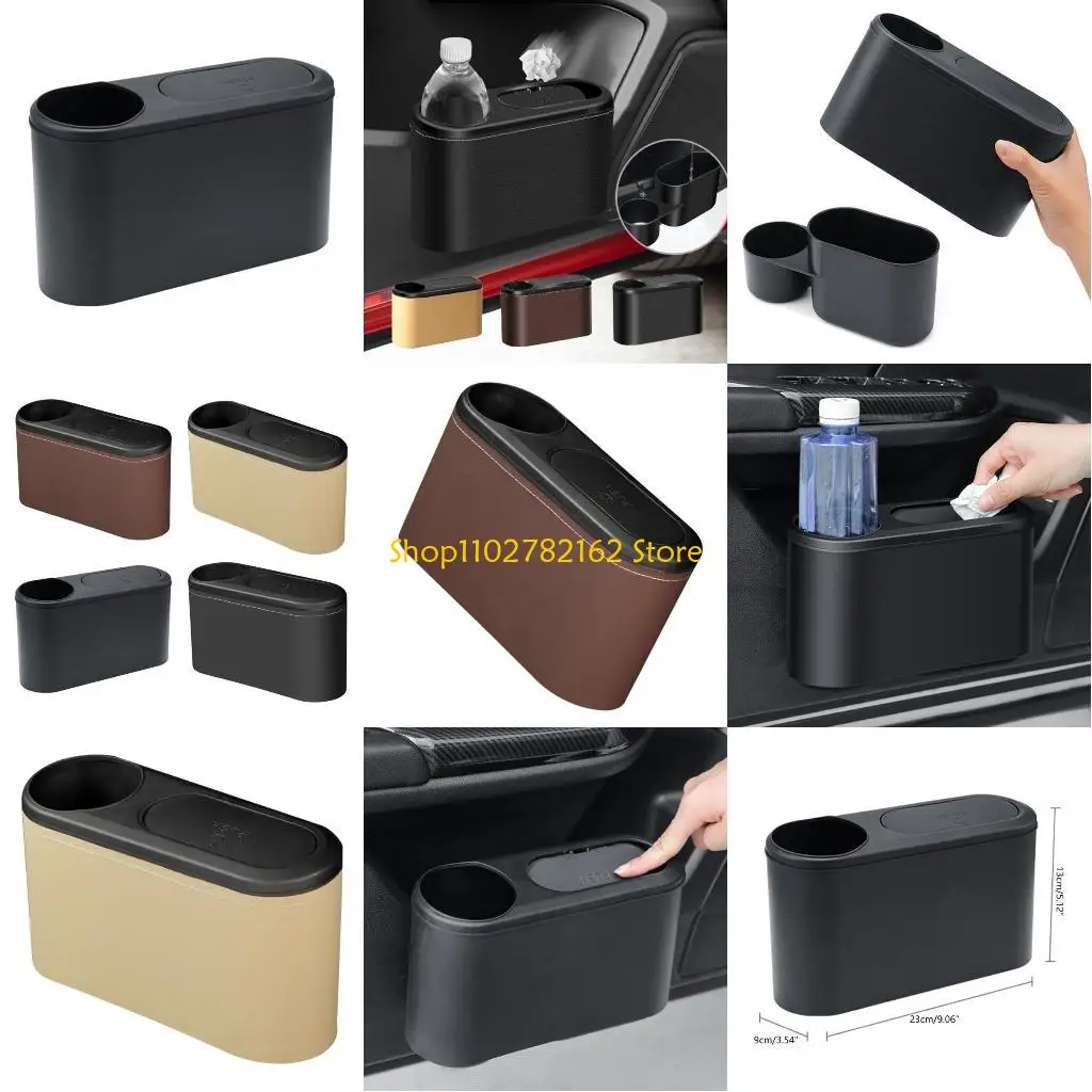 

547B Car Trash Can Cup Holder Detachable Vehicle Trash Bin Dustbin Garbage