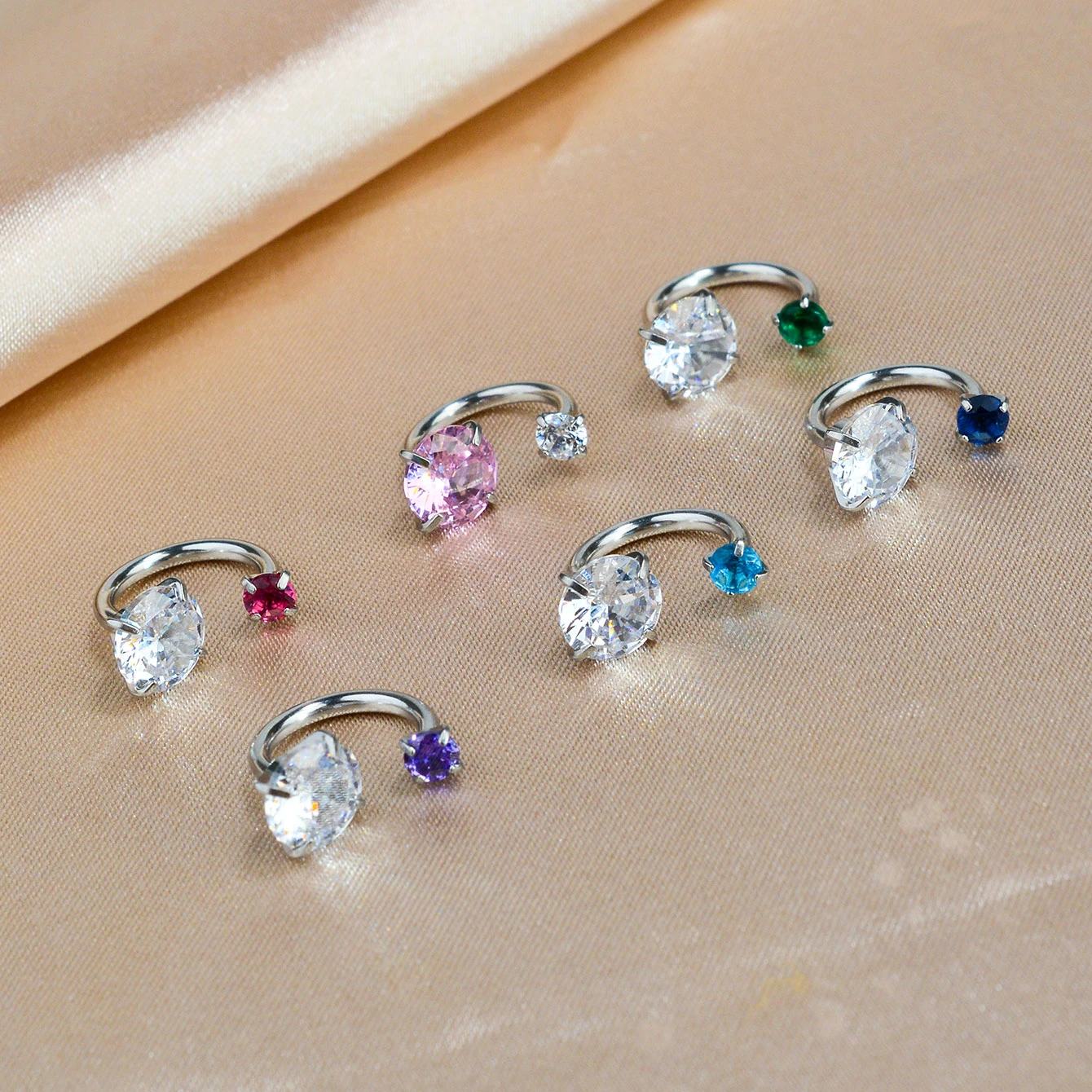 1PC Stainless Steel Horseshoe CZ Hoop Women Tragus Cartilage Helix Studs Earring Conch  Daith Lobe Nose Lip Piercing Jewelry 16G