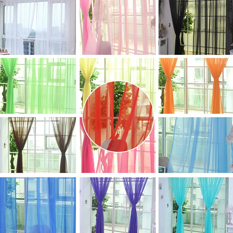 Solide, durchsichtige Voile-Vorhänge aus Polyester, französische Tür, mehrfarbig, Fenster, Tüll, Vorhänge, Wohnzimmer, Balkon, Dekoration, Vorhänge