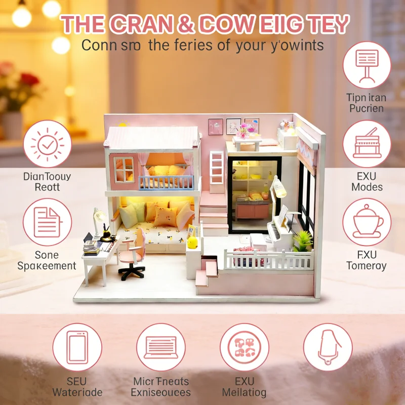 OUZEY 3D 木製パズル DIY ミニチュアハウスキット装飾モデルパズル装飾ティーンエイジベッドルーム興味深い DIY 誕生日ギフト