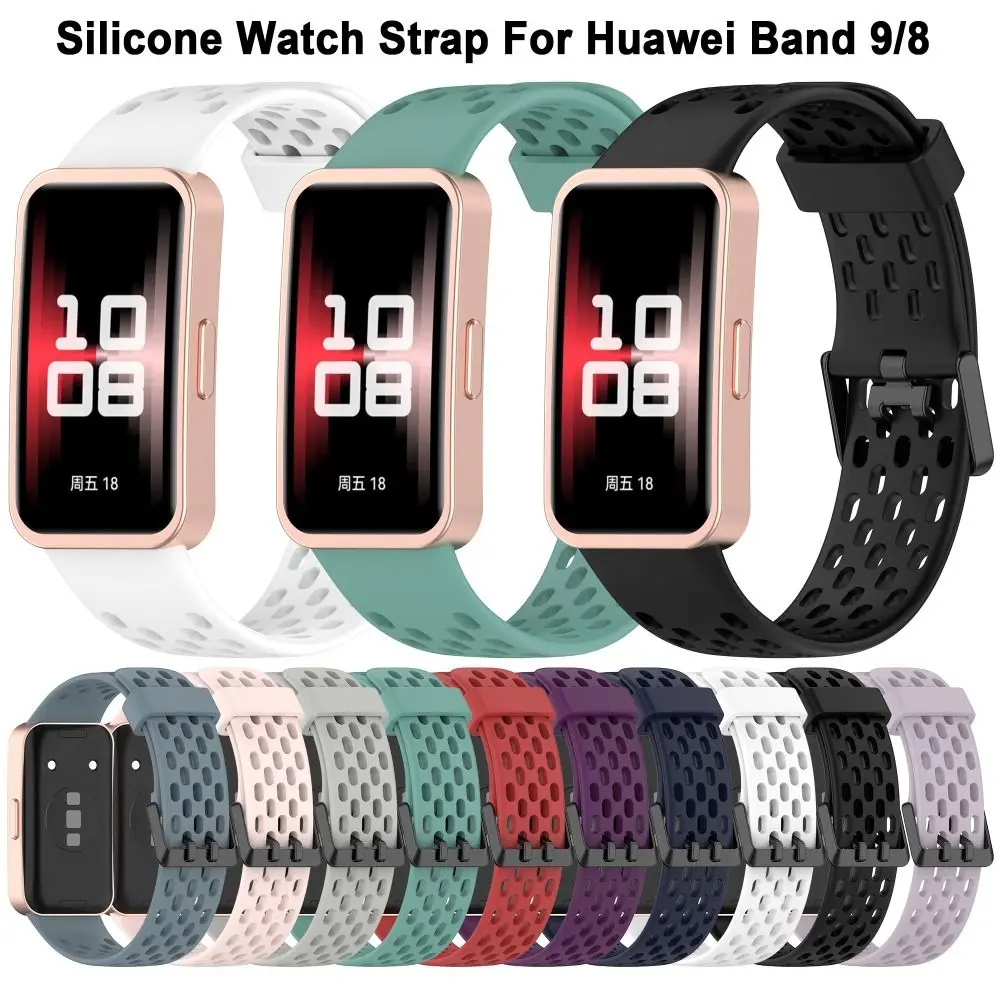 New Silicone Silicone Watch Strap Breathable Replacement Bracelet Buckle Smart Watch Watchband for Band 9/8