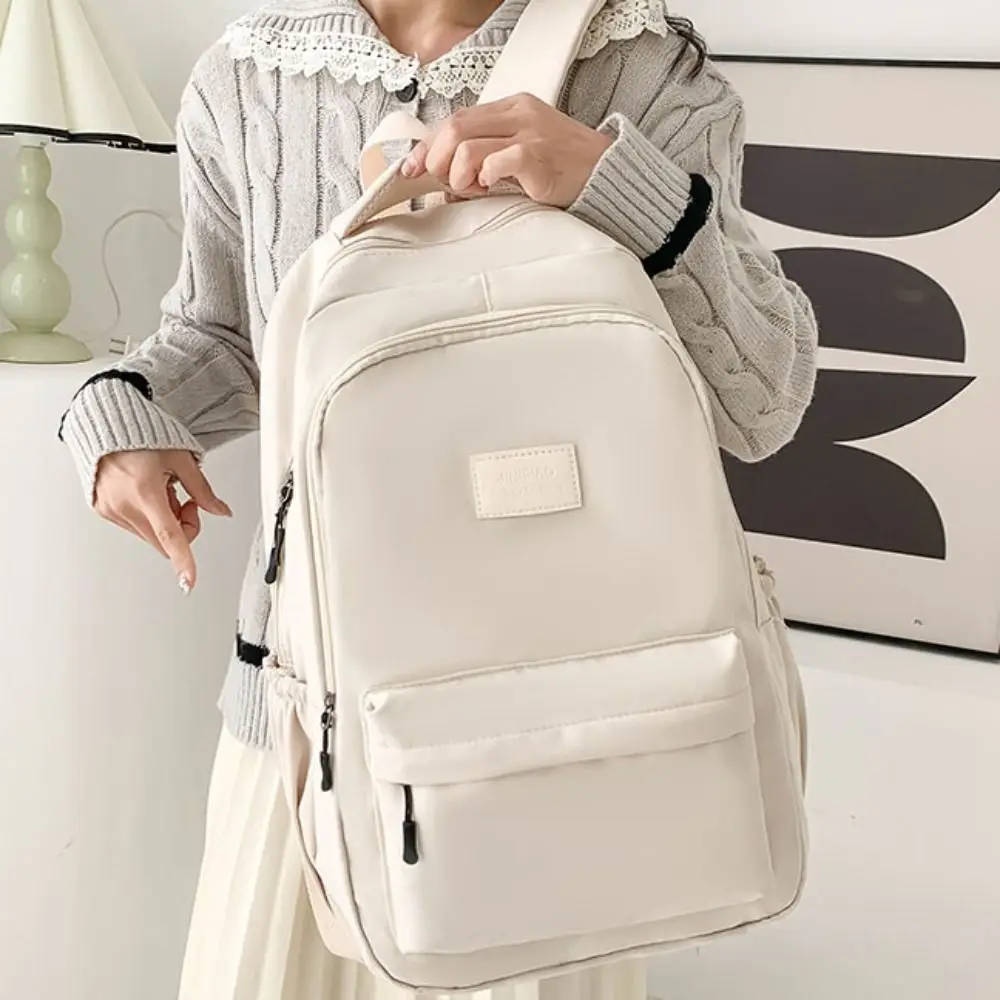 Portable Solid Color Laptop School Bag Simple Oxford Large Capacity Backpack Waterproof Daypack College Backpack Teenagers