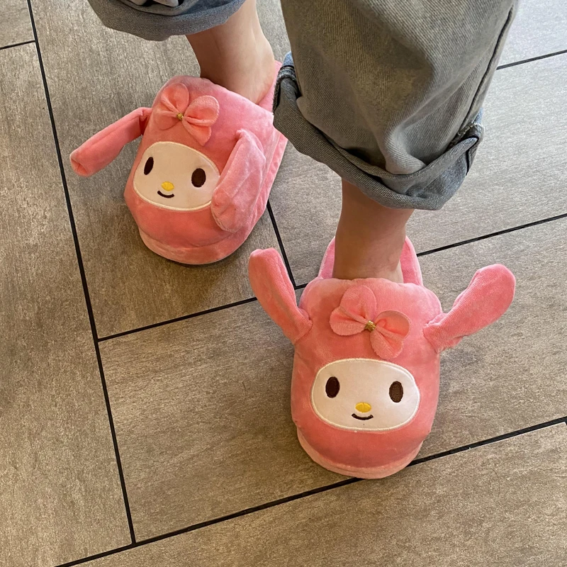 Cinnamoroll Sanrio Cotton Shoes Kuromi My Melody Women Plushie Y2K pantofole con orecchie mobili scarpe basse Slipper Shoes peluche Gift