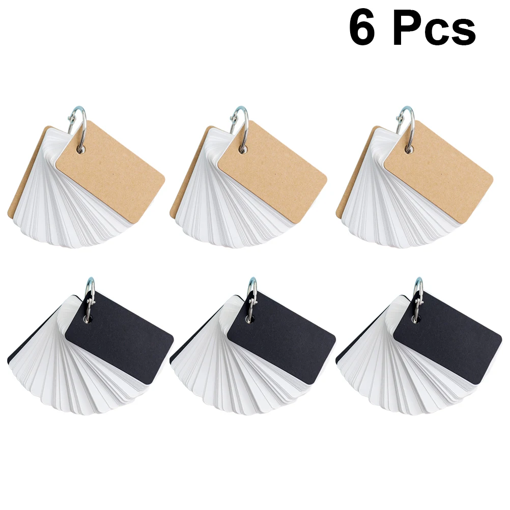 

6pcs Memory Cards Blank Flash Cards Note Pads Ring Binder Notebook Portable Study Aids School Supplies Stationery