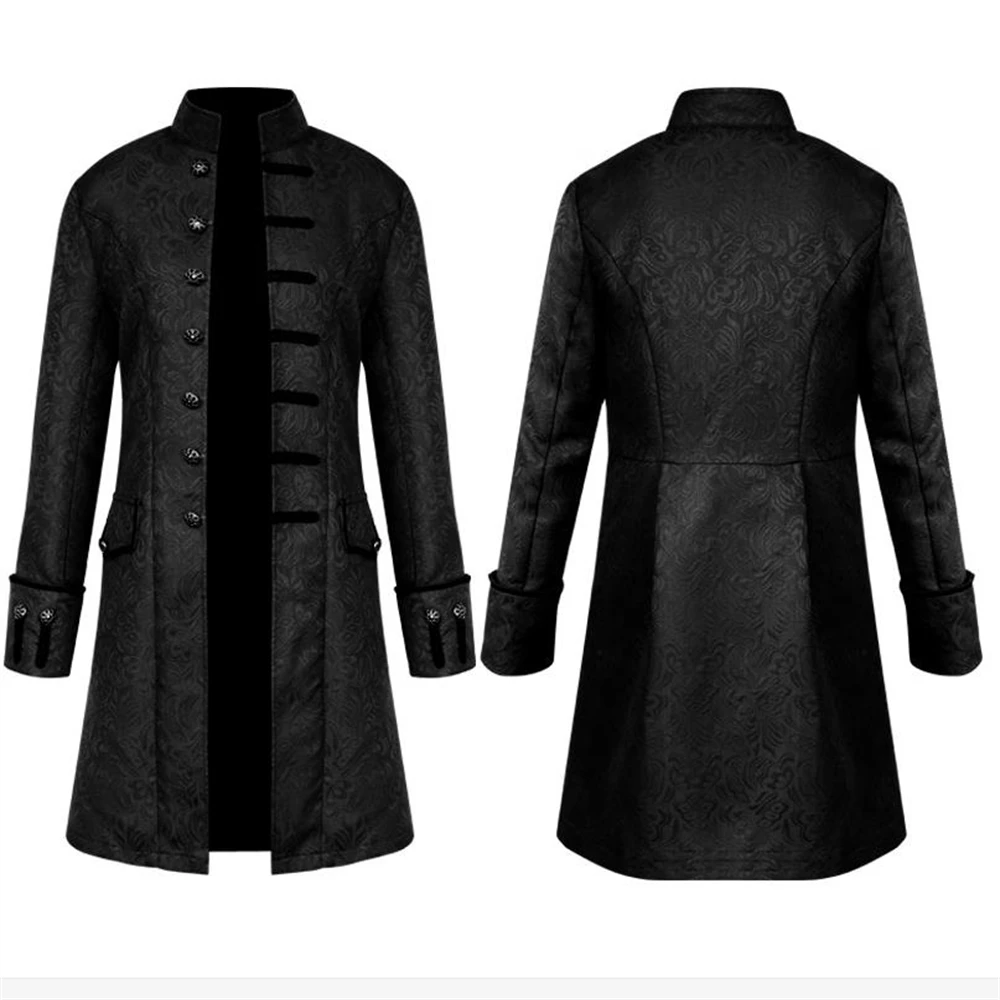 Men Steampunk Trench Coat / Shirt Vintage Prince Overcoat Medieval Renaissance Jacket Victorian Edwardian Cosplay Costume