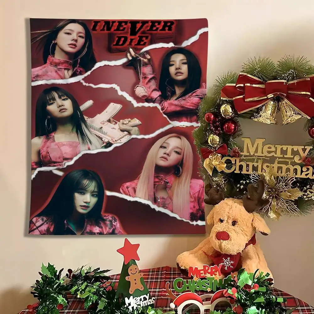 

Hot Cool Kpop G-GidleS Tapestry Wall Hanging Tapestry, Room Decor For Bedroom Living Room Dorm, Home Decoration Gift
