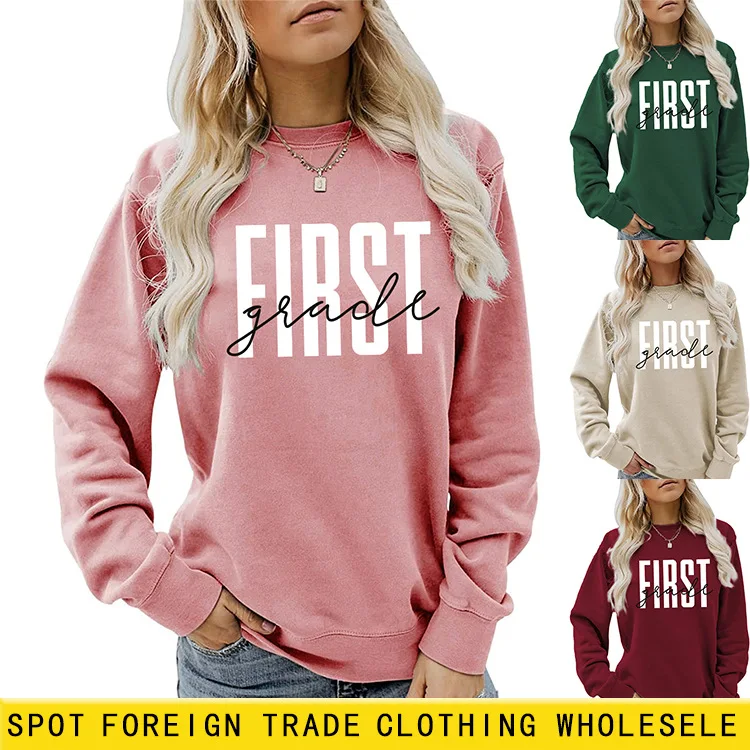

Autumn and Winter Ladies First Grade Letters Printed Casual Long-sleeved Sweatshirt Shirt Unisex Tops Couple Clothing