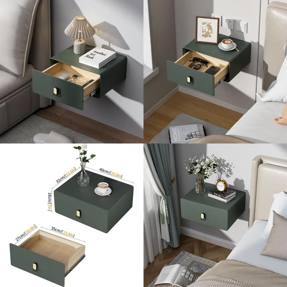 

Современная настенная тумбочка из массива дерева, маленький зеленый прикроватный столик для спальни