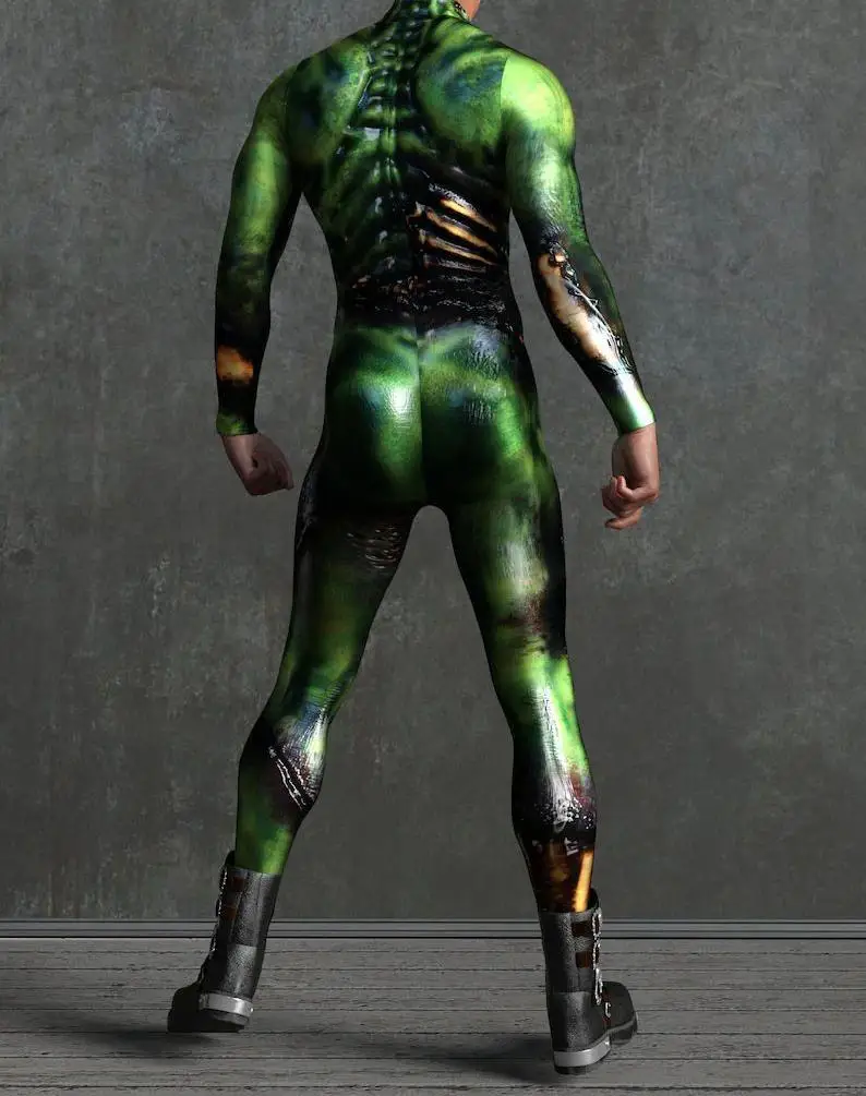 Halloween Herren Sexy Schlangenleder-Optik Cosplay Jumpsuit Tier-Bodysuit Festival Zentai-Anzug Themenparty Catsuits Rave-Outfits Neu – Detail 8