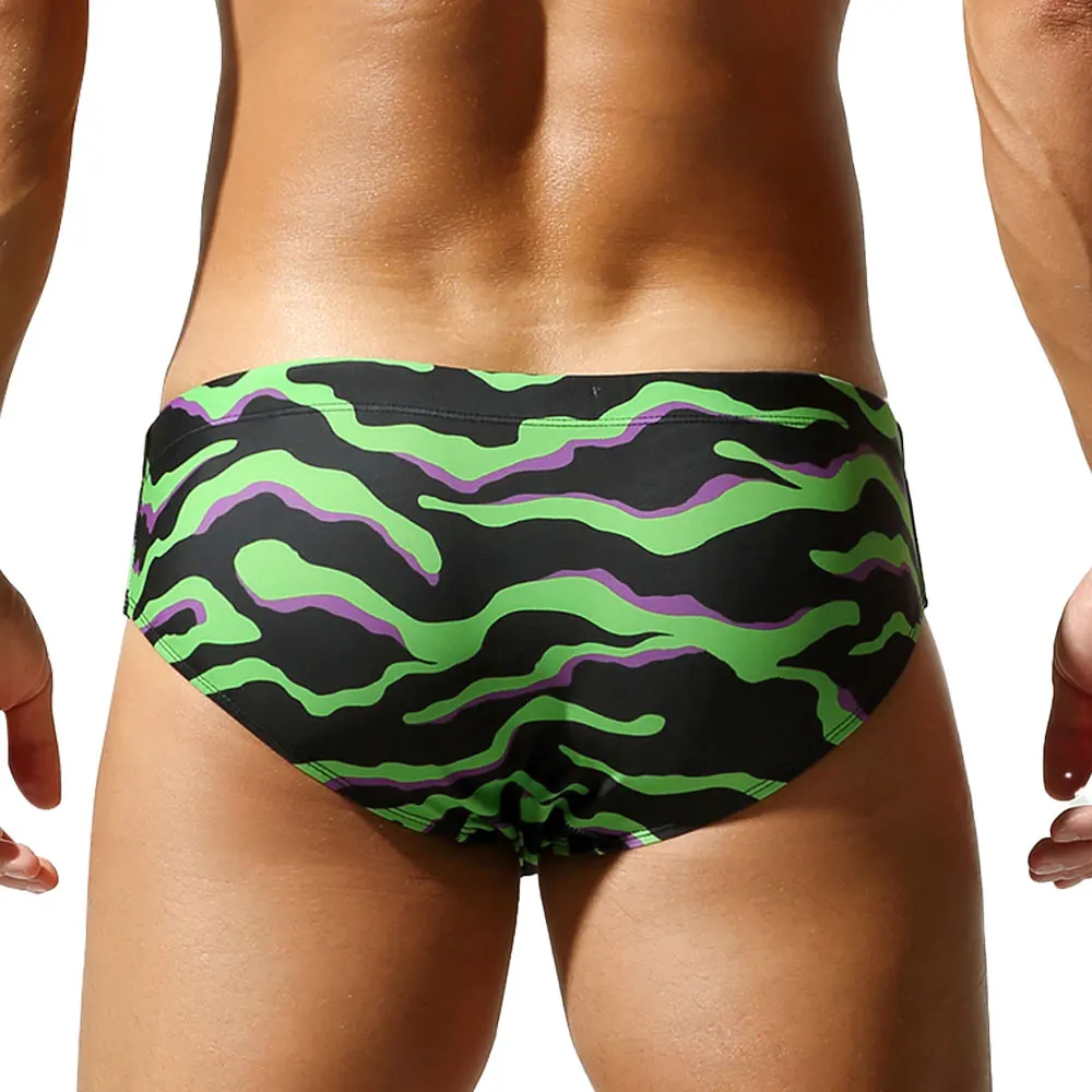 SEOBEAN Men's Camouflage Print Swim Briefs with Adjustable Drawstring Quick-Dry Fabric And 3D Pouch for Beach And Pool Swimwear