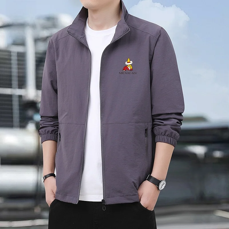 

Мужская повседневная спортивная куртка с воротником-стойкой, уличная ветрозащитная водонепроницаемая свободная посадка, весна-осень, полиэстер, нейлон Cosite...