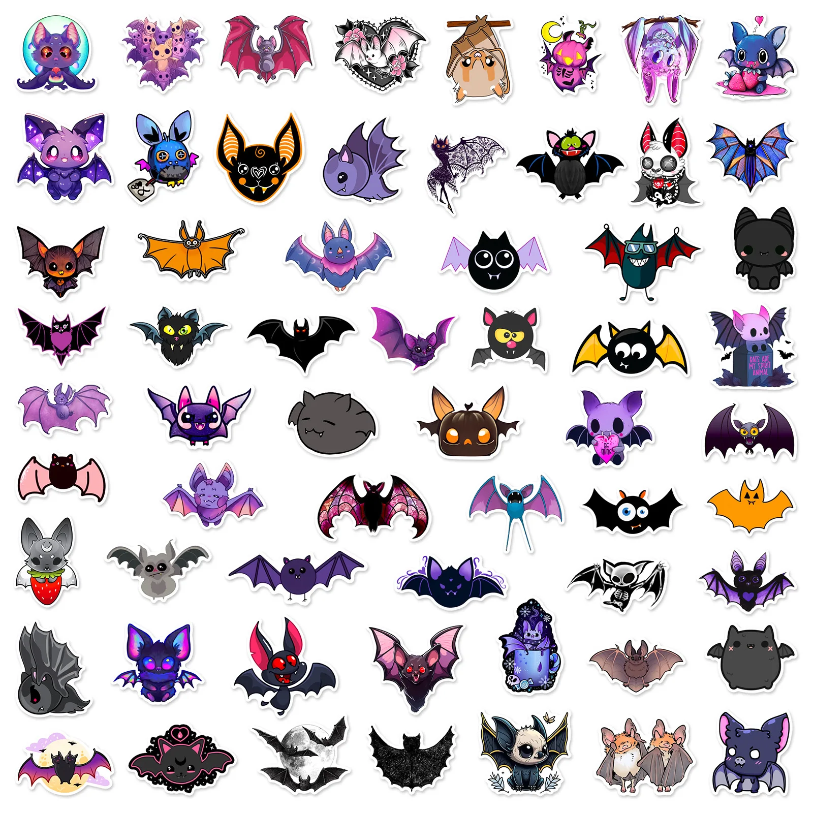 10/30/60pcs Cartoon Cute Bat Graffiti Stickers for DIY Decor Suitcase Skateboard Motorcycle Helmet Phone Laptop Guitar