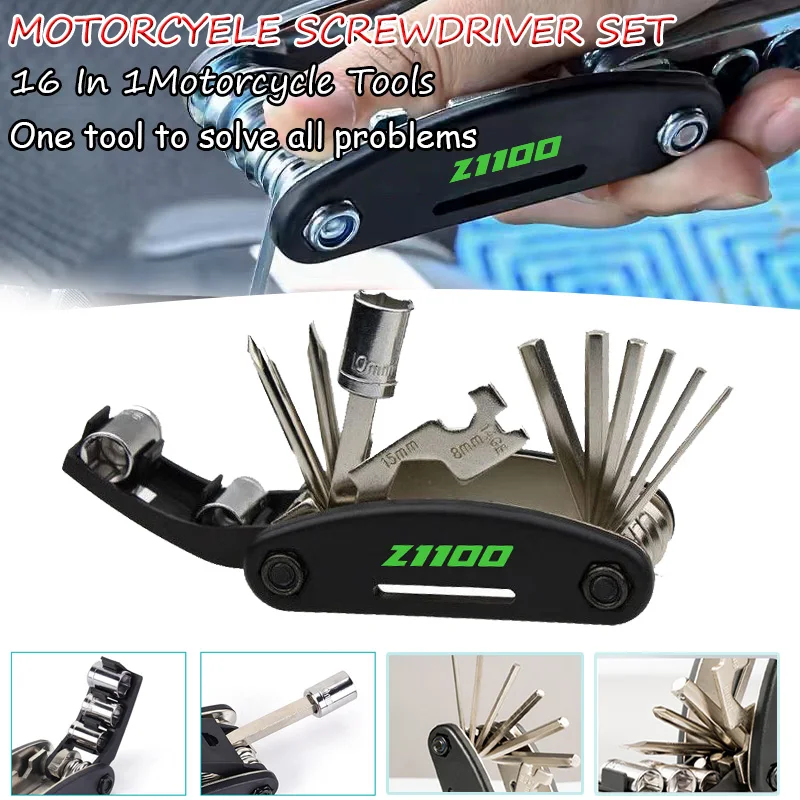 

Подходит для Kawasaki Z1100 ZX-10R ZX-10RR Z 1100 2026, аксессуары для мотоциклов, многофункциональный инструмент для ремонта, набор отверток с 16 функциями