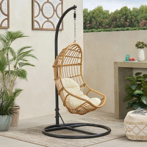 

Modern Furniture Garden Wicker Rattan Hanging Patio Indoor Outdoor Egg Chair Swing Egg Hanging Chair With Stand
