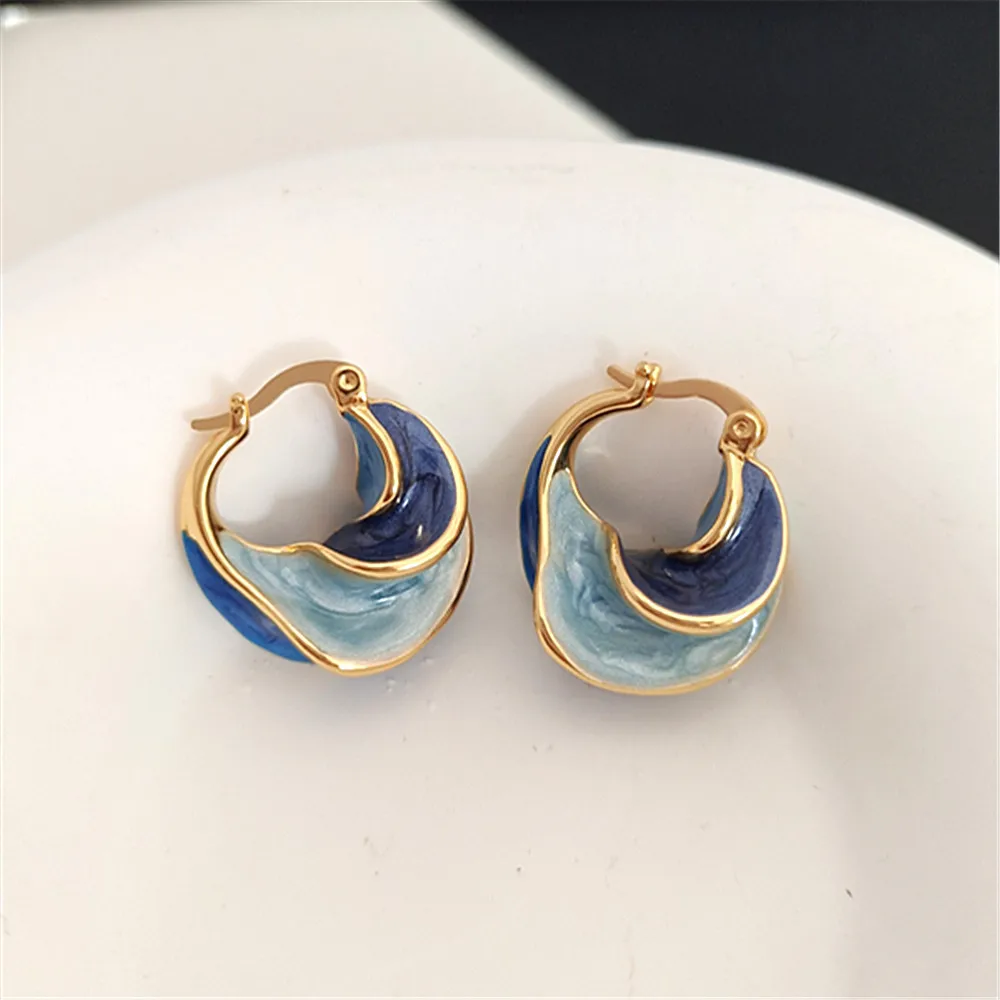 

Fashion Hollow Irregular Geometry Stud Earrings for Women Enamel Oil Metal Shape Earrings Elegant Party Korean Jewelry Wholesale