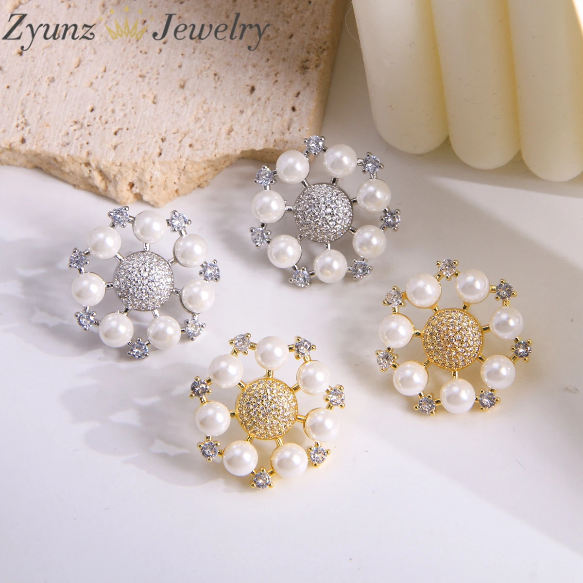 

5 пар, Новое поступление, серьги-снежинки, серебряные позолоченные женские серьги-гвоздики, прозрачные серьги с цирконом и жемчугом