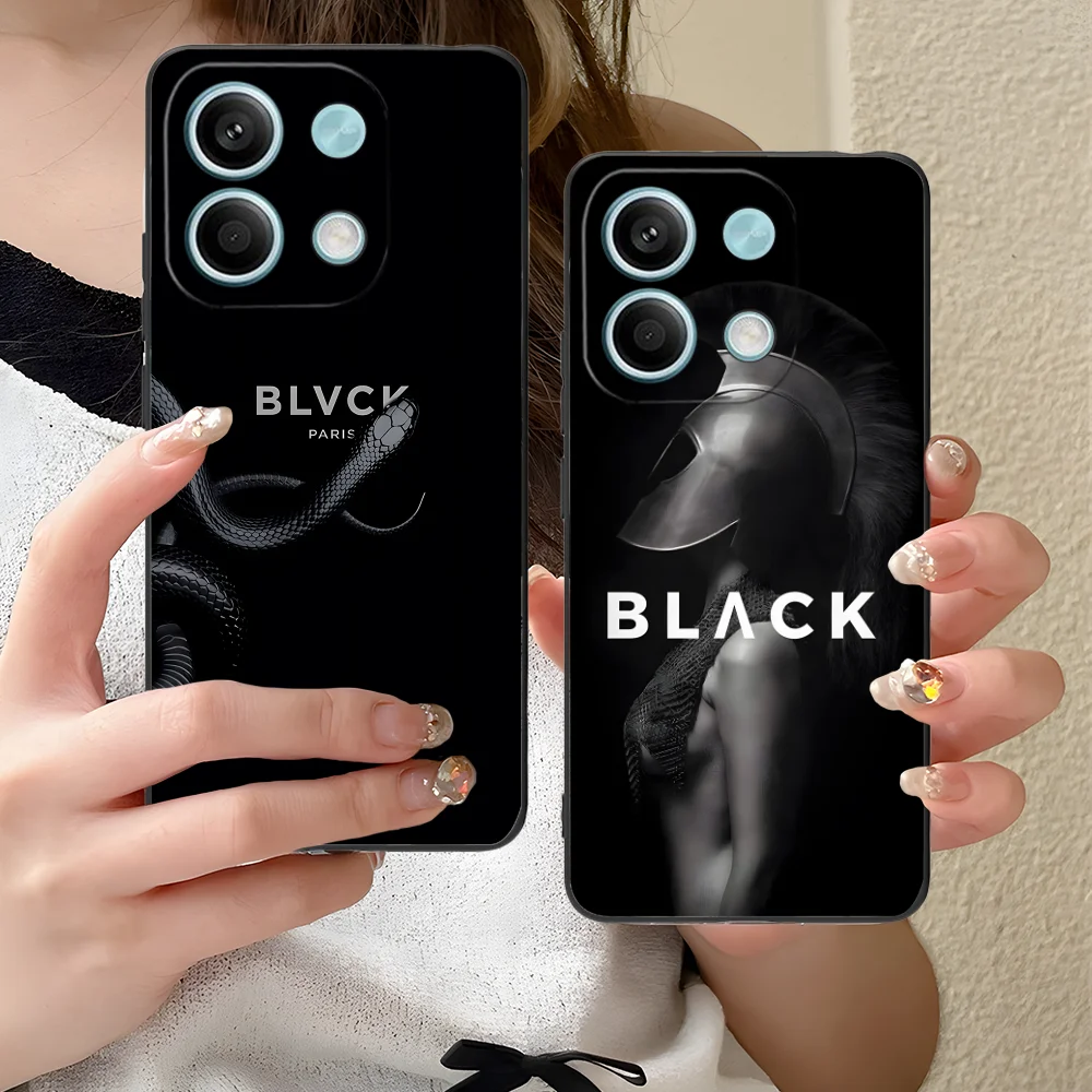 Mobile B-BLVCK Phone Case for Xiaomi Redmi Note 13 12 11 10 9 8 7 6 S A Pro Lite Plus 5G Black Cellphones Smart Cover