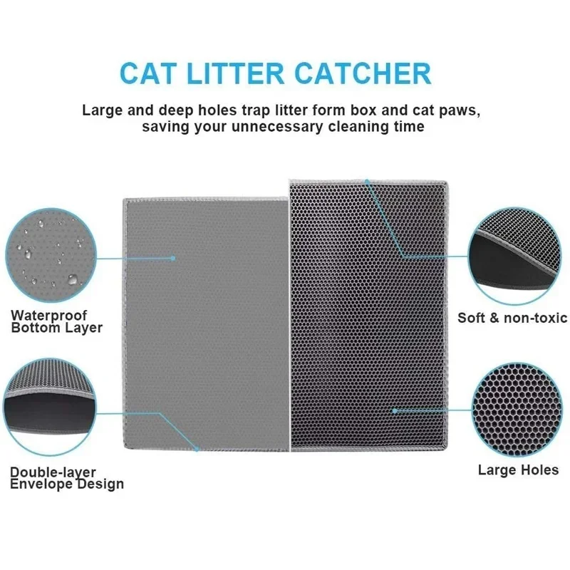 Pet Cat Litter Mat Waterproof Double Layer Cat Litter Trapping Pet Litter Box Mat Clean Pad Products For Cats Accessories