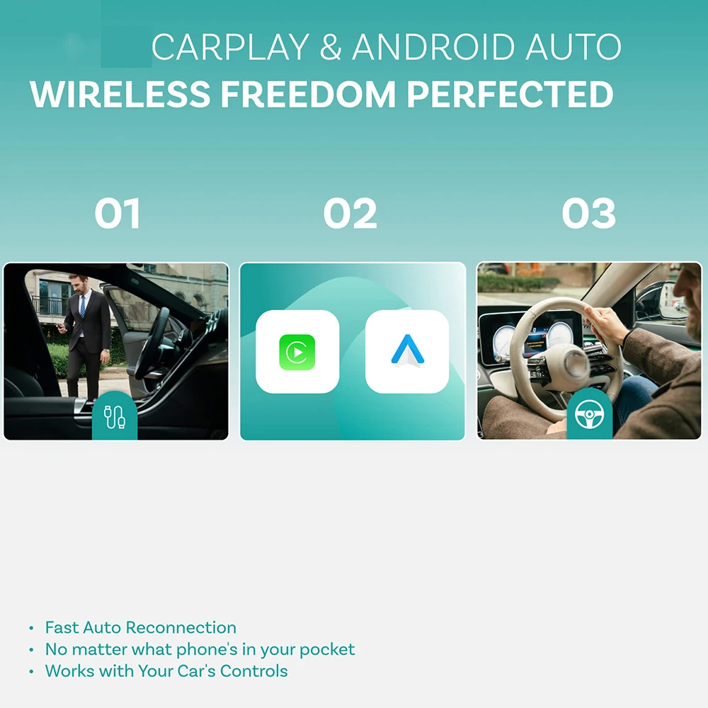 OTTOCAST Play2Video Ultra Wireless CarPlay Android Auto Adapter für Youtube für Netflix Video Box Autozubehör – Detail 10