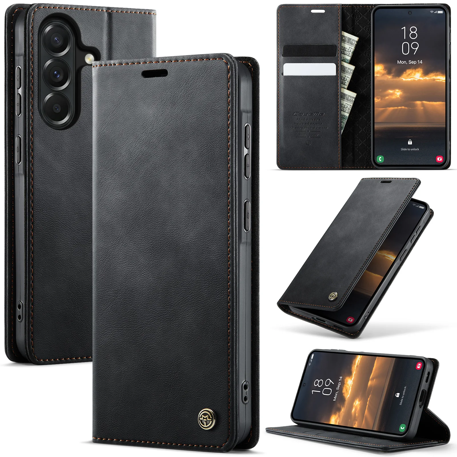 Luxury Flip Leather Wallet Case for Samsung A04S/A14/A24/A52s/A54/A13/A23/A33/A53 5G Full Coverage Matte Shockproof Unisex Cover